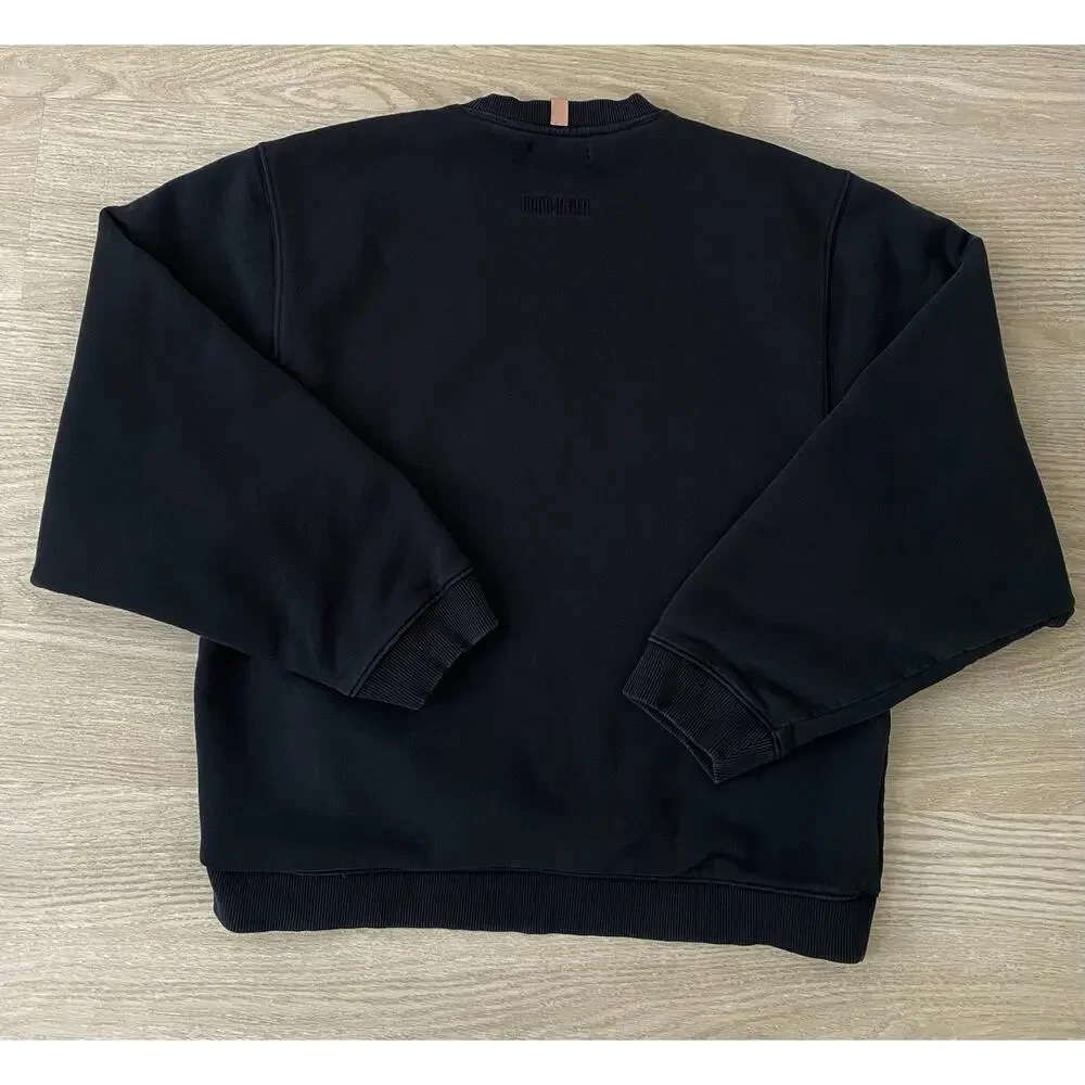 Lunya Woman's Cozy Fleece‎ Crewneck Sweatshirt M Black Loungewear Travel